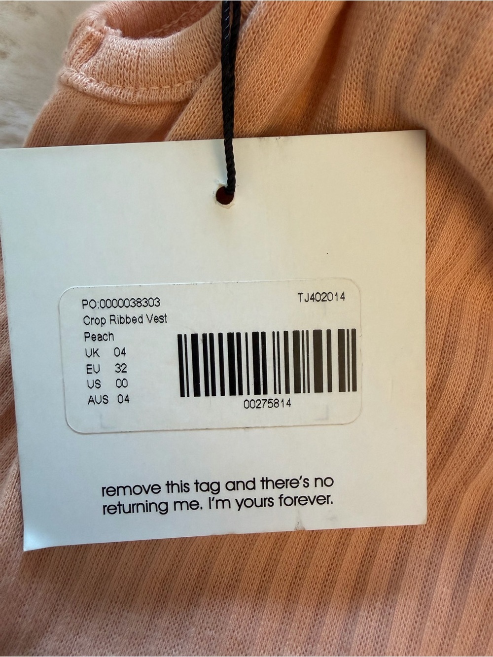 Missguided Peach Ribbed V-Neck Crop Top - Picture 3 of 4